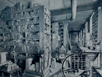 A view of one of the storerooms in the Schelter & Giesecke printing works