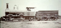 Photograph of an 0-4-2 locomotive, made for Turkey's Smyrna & Cassaba Railway by Beyer & Peacock in 1863-66
